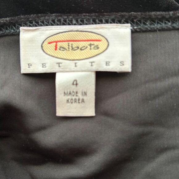 Talbots Belted Faux Wrap Dress Black‎ Velvet Holiday Party Chic Size 4 Petite - Picture 5 of 6